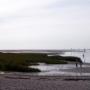 La baie à Orleans, à marée basse, les bateaux doivent surveiller le chenal.